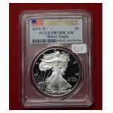 2018 W Silver Eagle 1oz PCGS PR70 DCAM