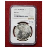 1921 Morgan Silver Dollar NGC MS63