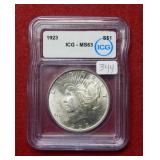 1923 Peace Silver Dollar ICG MS63