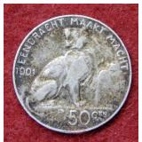 1901 Belgium 50 Centavos Silver Coin