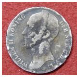 1848 Netherlands 1 Silver Gulder Coin