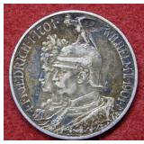 1901 Wilhelm German 2 Mark Silver Coin