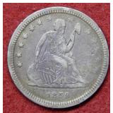 1859 Seated Liberty Silver Quarter - no motto