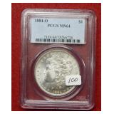 1884 O Morgan Silver Dollar PCGS MS64