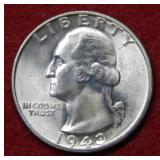 1943 S Washington Silver Quarter