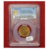 1901/0 S Gold US $5 Coin PCGS Genuine UNC Details