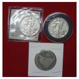 Lot of Three US Silver Half Dollars