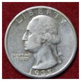 1935 S Washington Silver Quarter