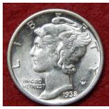 1938 S Mercury Silver Dime