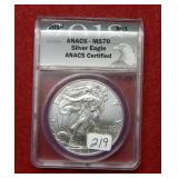 2018 Silver Eagle 1oz ANACS MS70