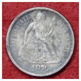 1876 Seated Liberty Silver Dime