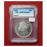 1892 Morgan Silver Dollar ICG AU55 Details/cleaned