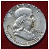 1959 Franklin Silver Half - Planchet Error