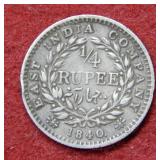 1840 East India Company 1/4 Rupee