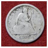 1856 O Seated Liberty Silver Quarter