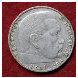 1937 German Silver 2 Mark Coin