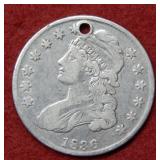 1836 Bust Silver Half - holed