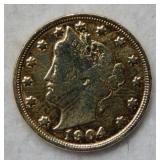 1904 Liberty Head Nickel with .999 Gold Plating