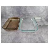3 glass baking dishes