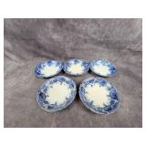 Flow Blue 5 sauce dishes