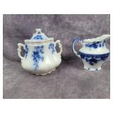 Flow Blue Creamer & covered dish