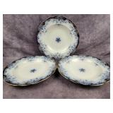 Flow Blue 3 soup bowls