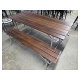 Folding patio table w/ benches