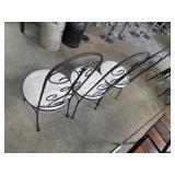 Three high back round seat chairs