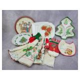 Christmas towels, serving tray, plastic plates