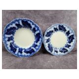 Flow Blue plate & soup bowl