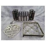 Napkin / silverware holder & 2 trivets