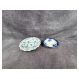 Flow Blue 2 sauce dishes