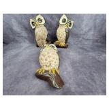 3 ceramic owls