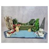 Christmas decor, planter box, bells, misc