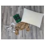 feather pillow; heating pad; travel blanket