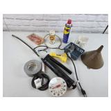 Grease gun, safety glasses, etc