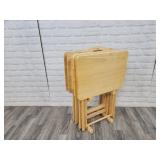 Wooden TV trays (4) & stand