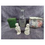 Vase, figurines & tins