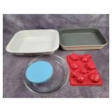 Baking dish, broiling pan, pie plate, bowl set,