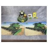 John Deere clock; trading cards