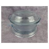 Fire King covered casserole w/oven glass trivet