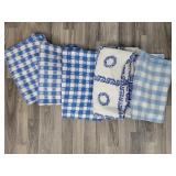 5 blue & white tablecloths