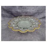 Vintage hobnail deviled egg dish gold trip,