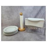 Vintage melmac dishes, ice cube holder, tray, rack
