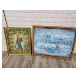 Religious print & framed puzzle