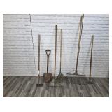leaf rake, garden rake, shovel, hoe & scraper
