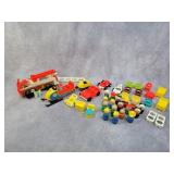 Fisher Price firetruck, snowmobile, misc pieces
