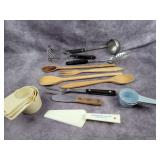 Utensils (wooden spoons, measuring cups, masher)