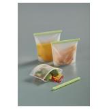 Lekue 3-Piece Reusable Silicone Food Storage Bag S