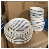 18 Piece Melange Stoneware Dinner Set blue strip 18 Piece Melange Stoneware Dinner Set blue strip